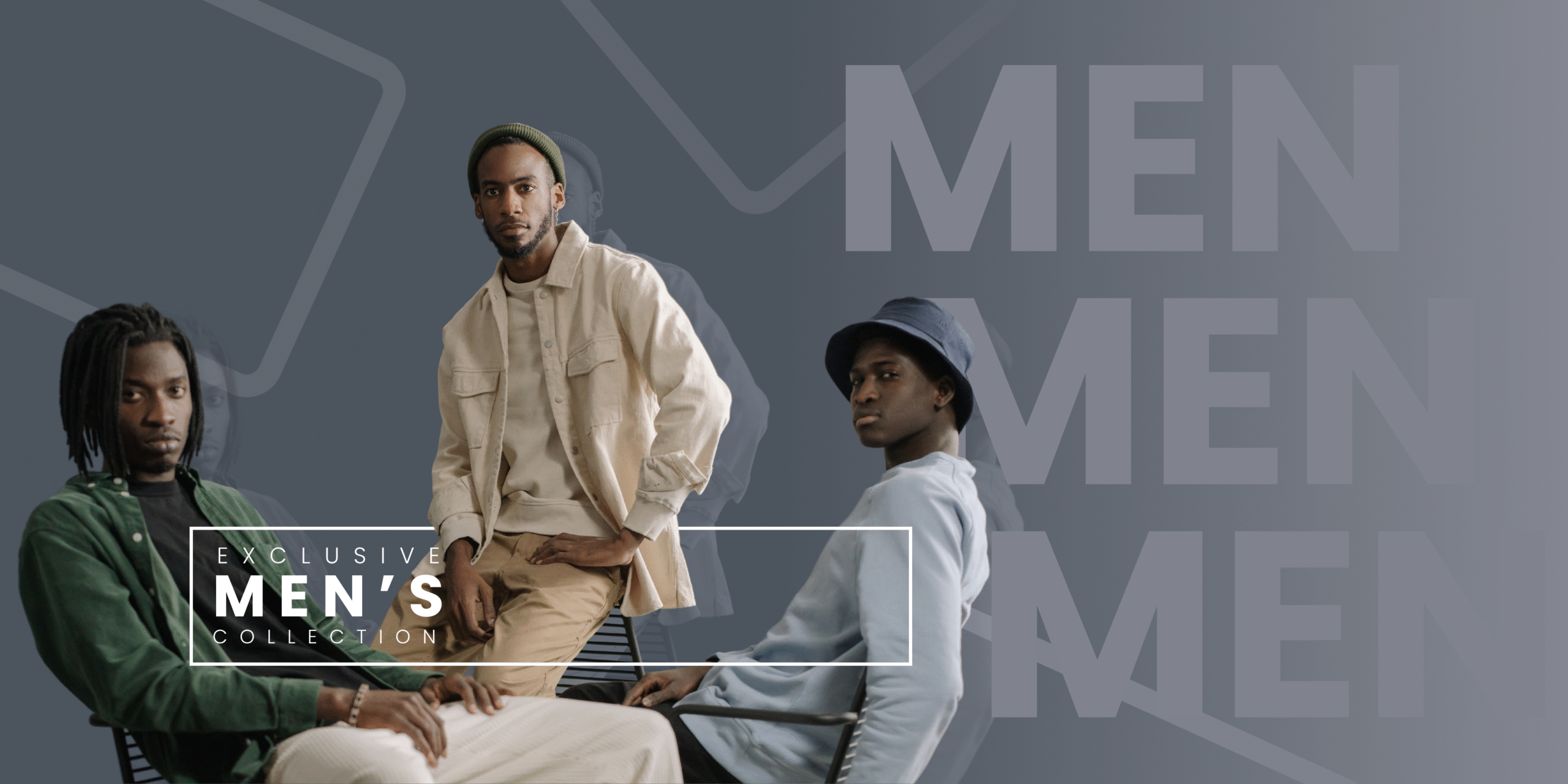 Black and White Vintage Illustration Men's Fashion Banner